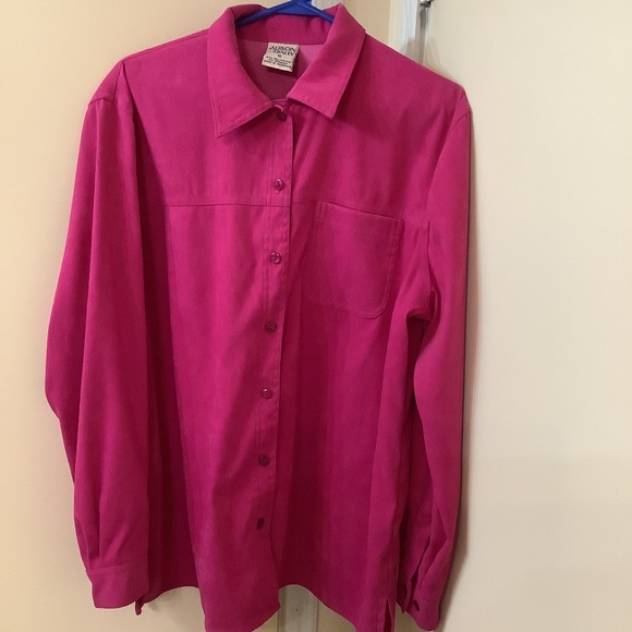 ALLISON DALEY Jacket Shacket long sleeve shirt Size 16 Fuchsia/Pink - Picture 1 of 4